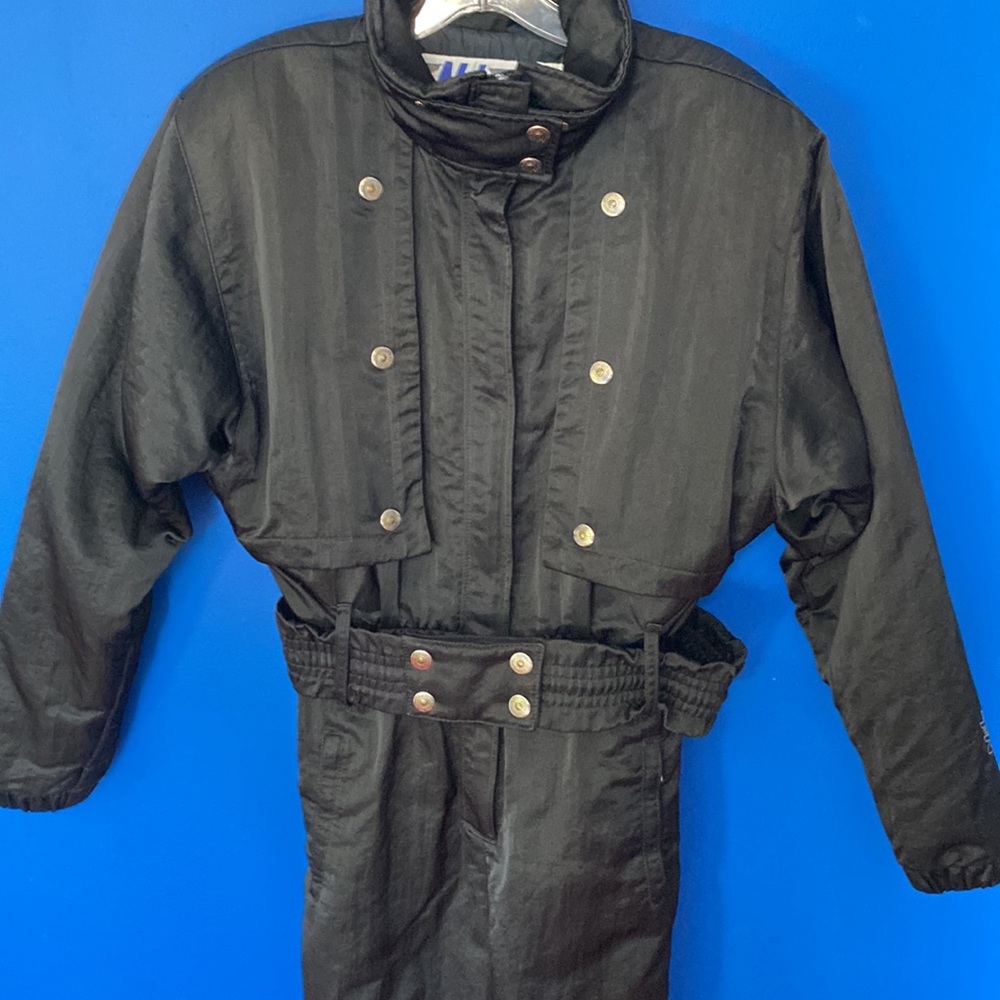 VNTG 1990 NILS Black Satin One Piece Ski Suit Sz 10 - Picture 6 of 15
